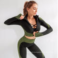 Organic yoga clothing Long Sleeve Suit Fitness Yoga pants set Wear Seamless Sportswear Work Out Clothing Set For Women